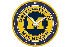The Fan-Brand NCAA Michigan Wolverines: Modern Disc Wall Clock - Sports Team Bar Sign Décor - Home, Dorm, Garage, Office, Fan Cave