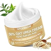 Grocerism Oat Urea Cream 50 Percent for Feet Maximum Strength 5.29 oz and 2% Salicylic Acid, Foot & Hand Cream included Hyaluronic Acid, Tea Tree and Aloe Vera for Deep Moisturizing, Callus Removing