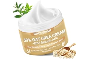 GROCERISM Urea Cream 50 Percent for Feet Maximum Strength 5.29 oz with Oat and 2% Salicylic Acid, Foot & Hand Cream included Hyaluronic Acid, Tea Tree and Aloe Vera for Deep Moisturizing, Callus Removing