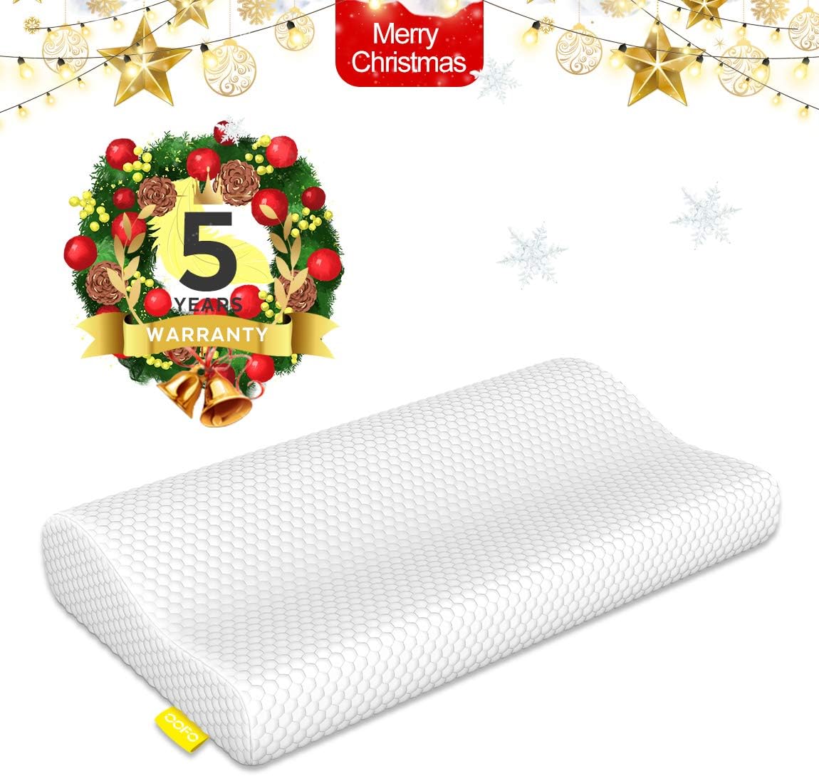 OOFO Memory Foam Pillow Adjustable Cervical Bed Pillow Cover for Neck Pain Contour Pillow for Sleeping