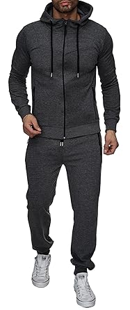 Reslad Trainingsanzug Herren Jogginganzug für Männer Sportanzug Freizeitanzug Jogginghose + Zip Sweatshirt Oberteil RS-5063
