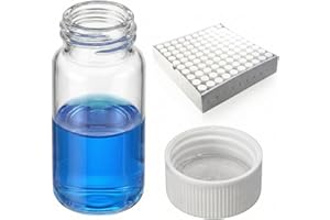 QIANJIEER 20ml Scintillation Vials 100 Pack - Borosilicate Glass with 22-400 White PP Screw Cap & Silver Aluminum Foil Liner 