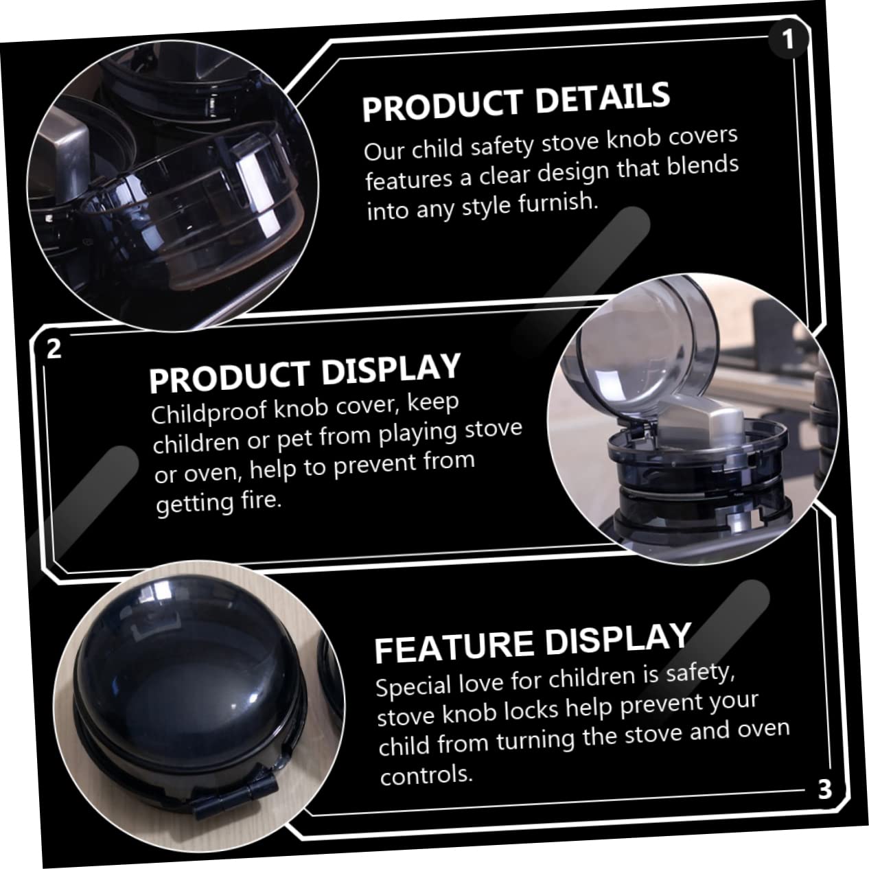 Hohopeti 4pcs Guards Proof Cover Gas View Protector Stove Protection Case Button Toddler Knobs Safety Large Top Children Appliance Cooker Shield Kids Guard for Clear Knob Grey Electric