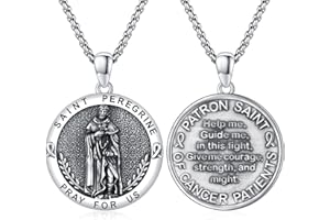 XIXLES 925 Sterling Silver Patron Saint Medal Protection Pendant Necklace Religion Jewelry for Men Women With 316L Stainless Steel Chain and Gifts Box