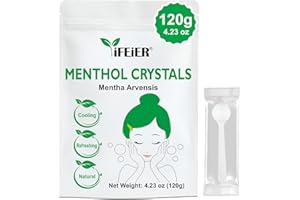 iFEiER 100% Pure Menthol Crystals 120g (4.23oz) | Organic and Natural Mint Crystals | Mentha Arvensis | for Foot Sprays, Candles, Soaks, Creams, Showers, Bath, Steam Rooms and Soap Making.