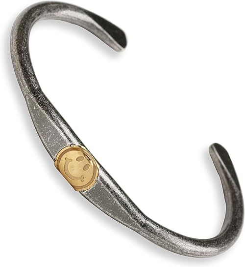 Amazon Silverkyasya 316l ステンレス バングル ニコちゃん ブレスレット シンプル バングル メンズ レディース スマイリー フェイス スマイルバングル 人気 アンティークシルバー バングル 通販