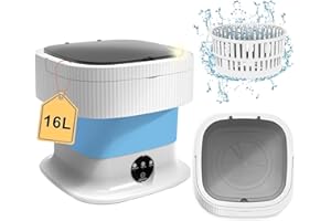 JAMINI Portable Washing Machine, 16L Small Compact Laundry Washer with Spin Dry, Mini Foldable Tiny Lavadora Portatil for Baby Clothes, Underwear, Socks or Small ltems, Apartments, Travel, Dormitory, Blue