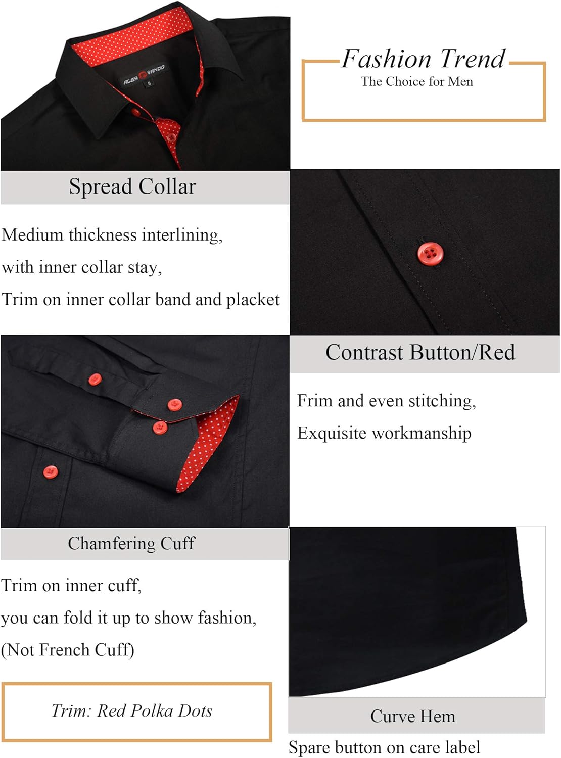 Alex Vando Mens Dress Shirts Regular Fit Long Sleeve Men Shirt at  Men’s Clothing store