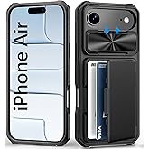 BXYJY for iPhone Air Case Wallet, Card Holder (4-5 Cards), Slide Camera Cover, Military Drop Protection, Rugged Heavy Duty Men Women Shockproof Protective Phone Case for iPhone Air 6.5", Black