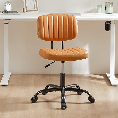 Sweetcrispy Small Office Desk Chair with Wheels Armless Comfy