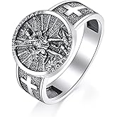 URONE St Michael Ring for Men 925 Sterling Silver Archangel Saint Michael Ring Catholic Jewelry Gifts for Men #8