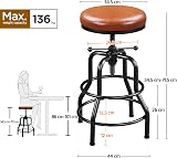 Yaheetech Industrial Height Adjustable Bar Stool Rustic Faux Leather view 3