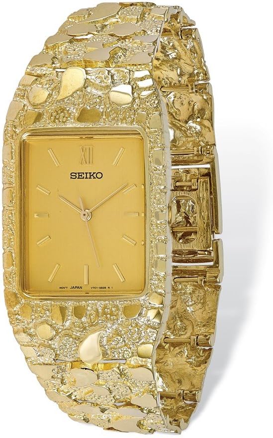 Jewelry Adviser Watches 10k Champagne 27x47mm Dial Square Face Nugget Watch