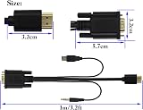 zdyCGTime HDMI to VGA Adapter 4K 1080P Cable USB Audio 1M Gold-Plated view 2