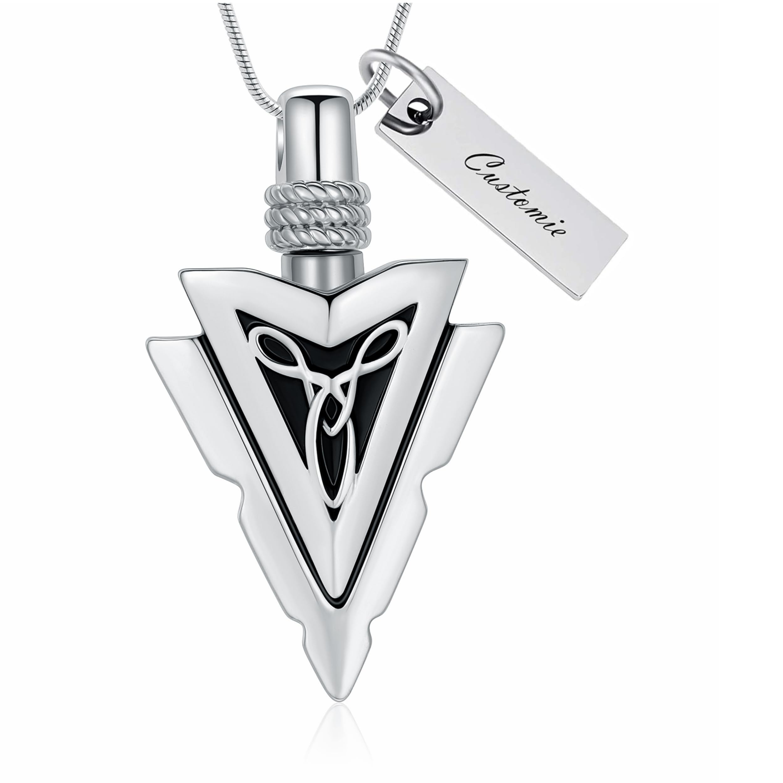 QGJNSGC Cremation Jewellery for Ashes Necklace Arrowhead Pendant Memorial Necklace Urn Necklace for Ashe of Loved Ones Keepsake Lockets Ashes Holder Pet Dog Heart Urn Jewellry Spear Point Jewellry