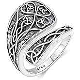 Cargari Witches Knot Spoon Rings for Women 925 Sterling Silver Vintage Celtic Knot Witch Rings Celtic Knot Adjustable Thumb Ring Gifts for Women