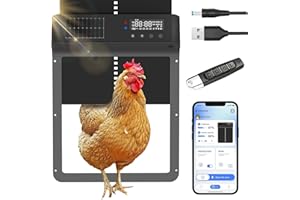 ONKO Automatic Chicken Coop Door with App, Battery Solar Powered, Automatic Chicken Door with Timer & Light Sensor - App Remote Control, Anti-Pinch Safety Design & Durable Aluminum Alloy Construction