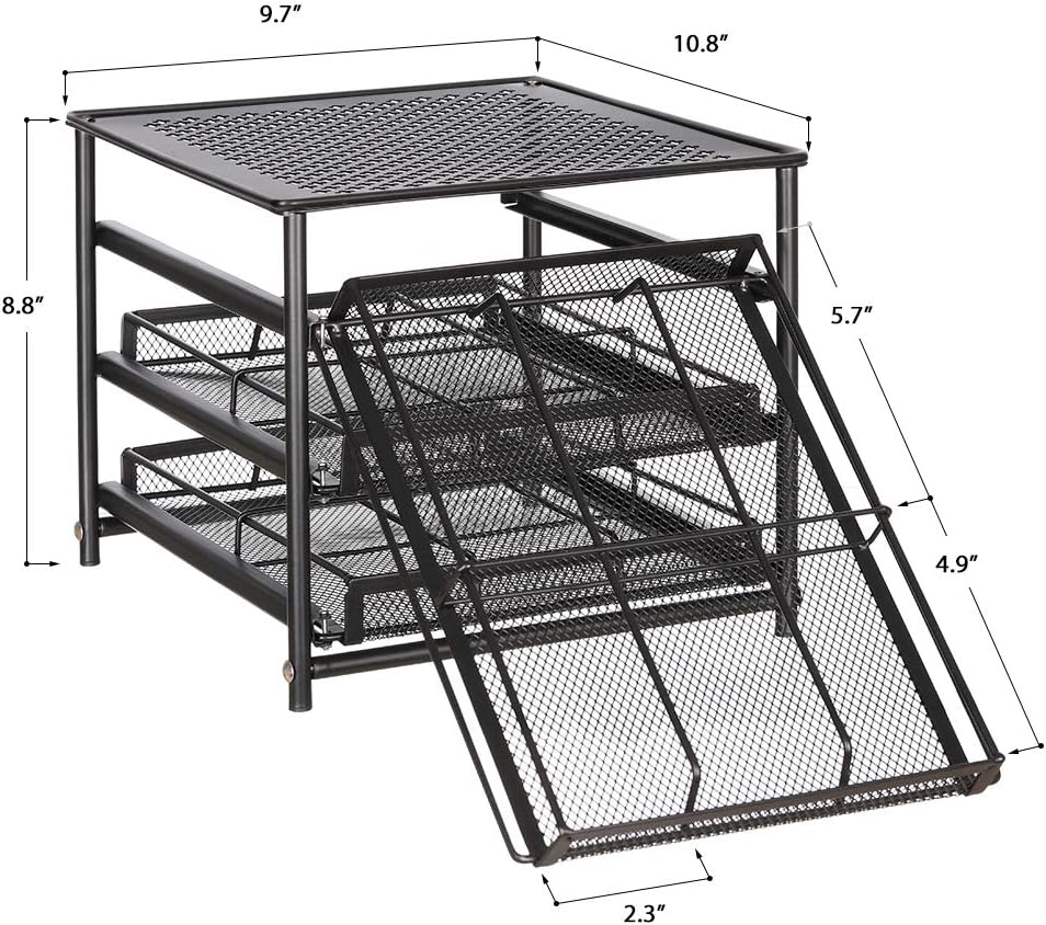 NEX Spice Rack Organizer for Cabinet, 3 Tier 24-Bottle Spice Drawer Storage for Kitchen Pantry Countertop, Metal, Silver: Home Improvement