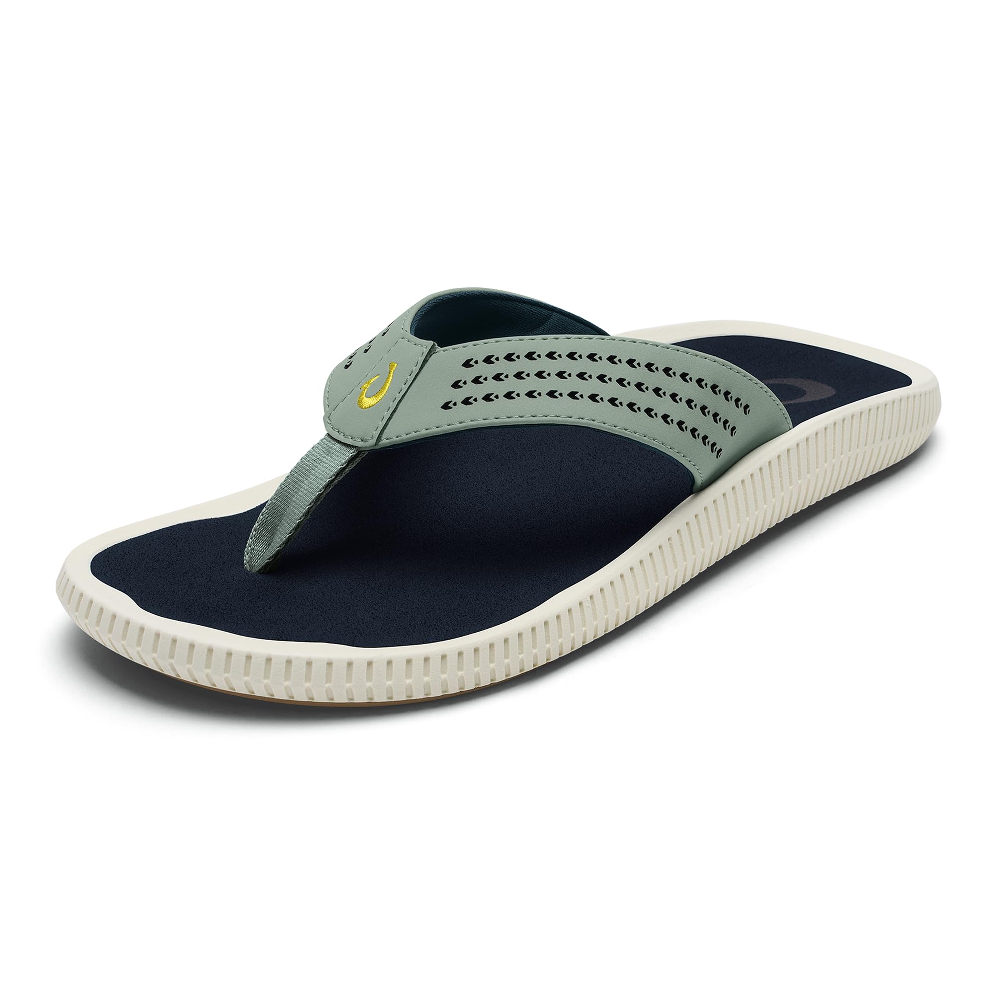 OLUKAI Ulele Men's Beach Sandals, Water Resistant Flip Flops, Arch Support & Comfort Fit, Lightweight & Durable, Enhanced Grip & Traction, Seagreen/Trench, 15 Image