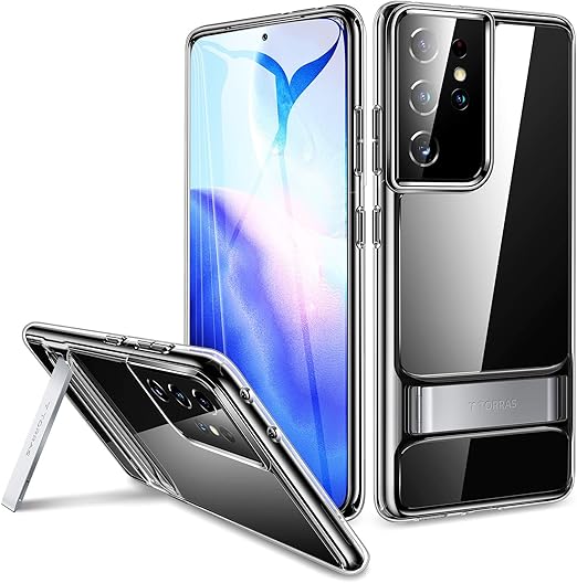 Amazon Com Torras Moonclimber Designed For Samsung Galaxy S21 Ultra Case With Kickstand 3 Stand Ways 5x Military Shockproof Clear