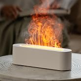 YALEDI Essential Oil Diffuser, Fireplace Flame Fire Oil Diffuser, 150ml Ultrasonic Cool Mist Aromatherapy Humidifier, Scent Aroma Diffuser with 7 Colors Light, Timer &amp; Auto-Off for Home, Room (White)