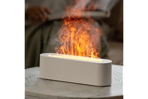 YALEDI Essential Oil Diffuser, Fireplace Fire Flame Aromatherapy Diffuser, 150ml Ultrasonic Cool Mist Humidifier, Scent Aroma Diffuser with 7 Colors Light, Timer & Auto-Off for Home, Room (White)