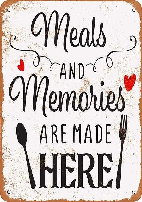 Amazon Com Wall Color 9 X 12 Metal Sign Meals And Memories Are Made Here Vintage Look Home Kitchen