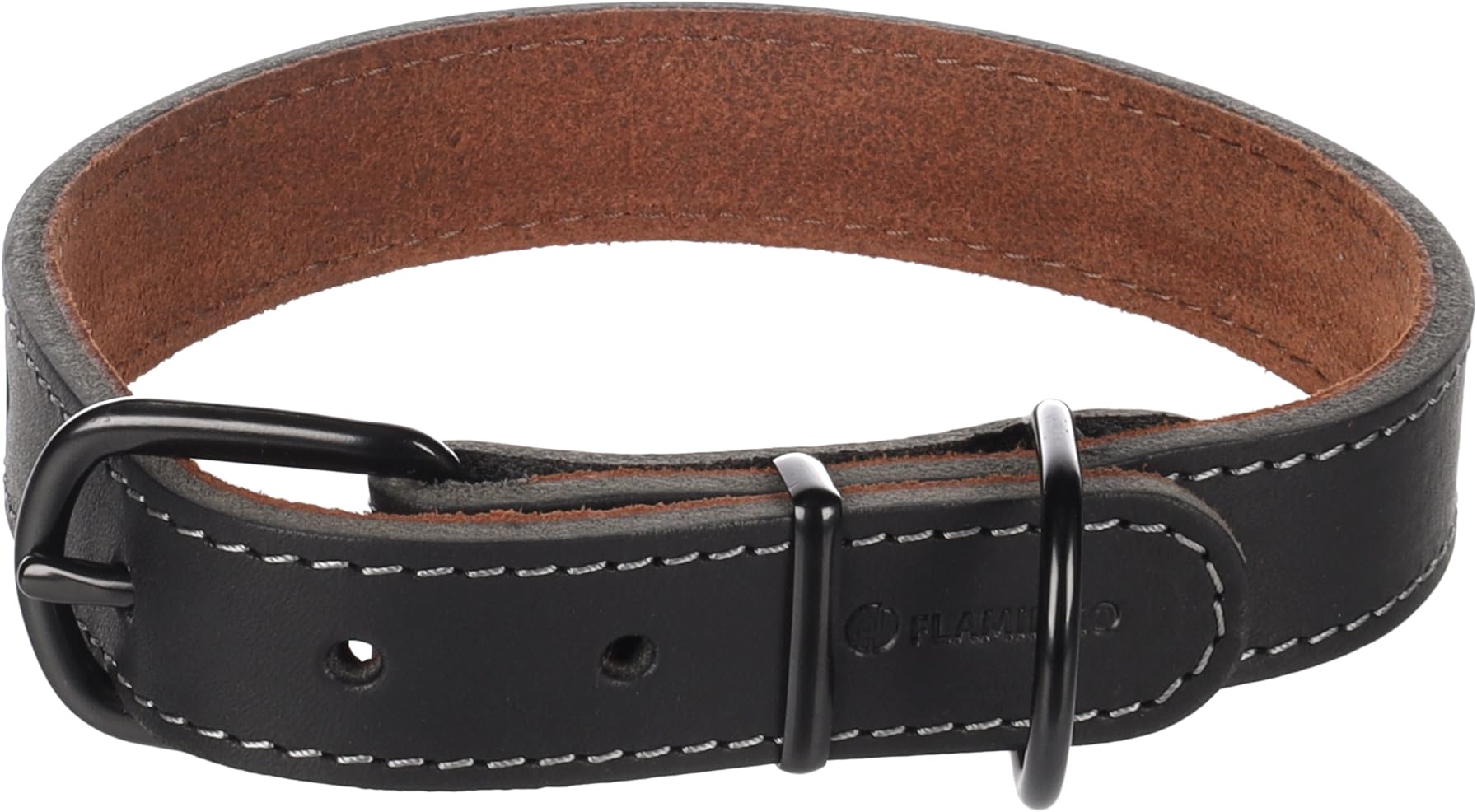 Flamingo Dog Collar Montana Black M/L 38,5-48,5cm 25mm