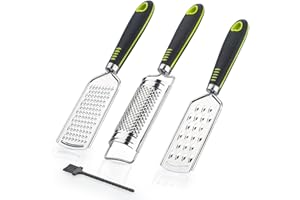 Uhuida Cheese Grater Set, Stainless Steel Lemon zester, Dishwasher Safe with Cleaning Brush, Kitchen Gadgets for Parmesan Che