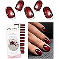 Autocollants Ongles Gel UV Rouge Foncé - 20 Bandes Semi-durcies - Stickers Nail Art Pour Manucure Maison