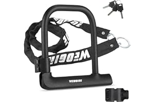 WEOGINE Bike U Lock with 4ft Security Chain 14mm Shackle, Bike Lock with 3 Keys and Mounting Bracket, Bicycle U-Locks Perfect for Road, Mountain, and Electric Bikes,Bicycle Lock