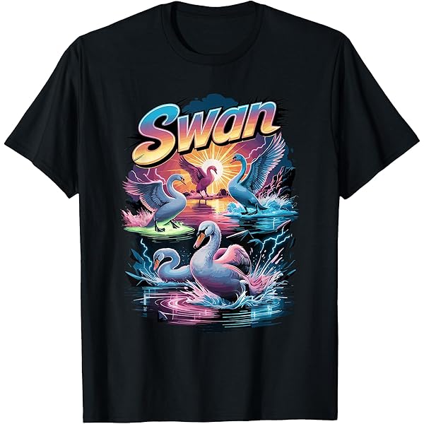 Amazon.com: Womens 90s Vintage Swan Swans V-Neck T-Shirt
