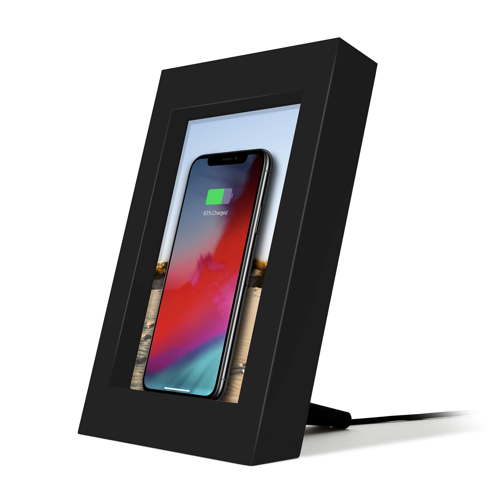 Twelve South PowerPic | Picture Frame Stand with integrated 10W Qi Charger for iPhone / Wireless Charging Smart Phones (black)