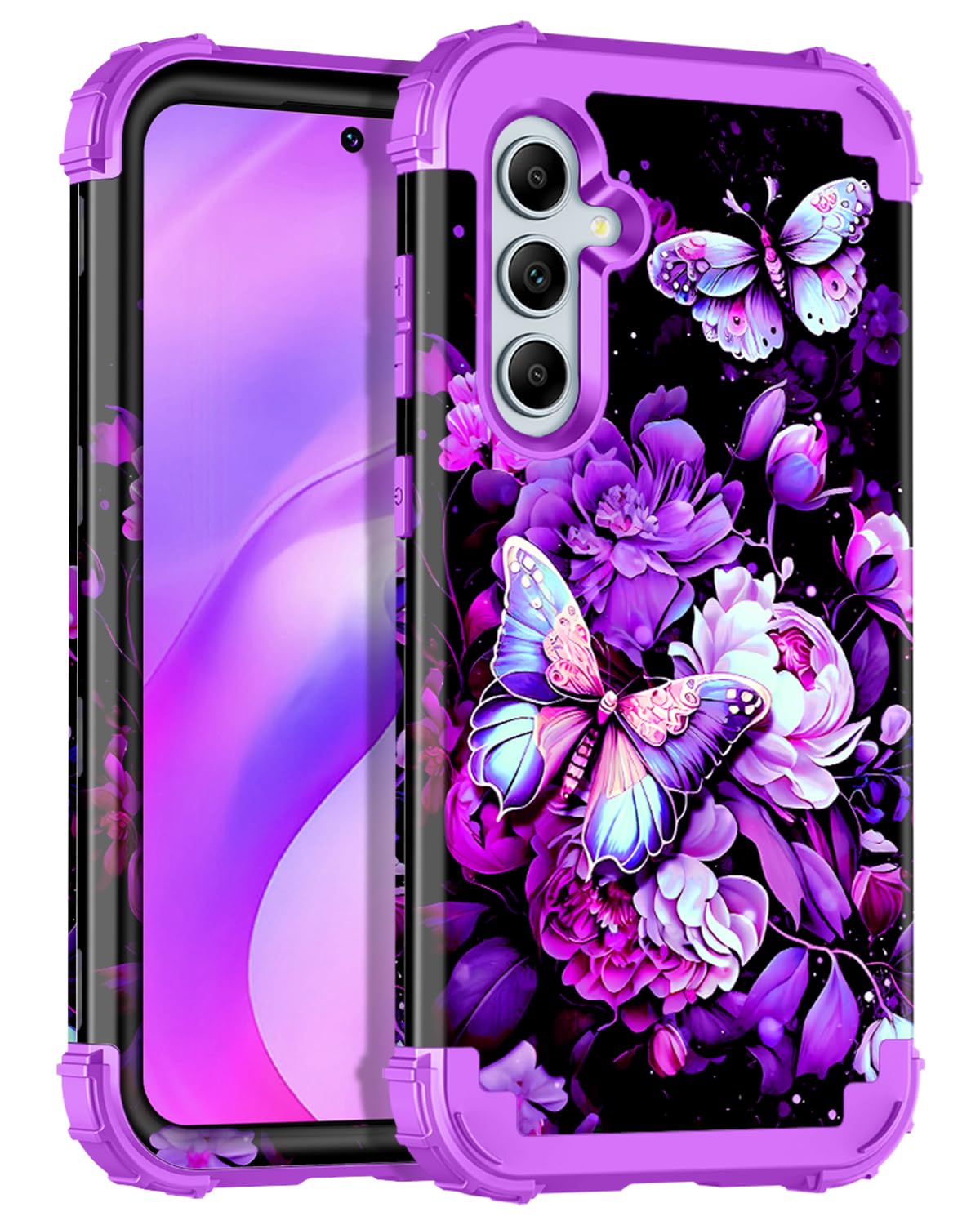 Miqala for Galaxy A55 5G/A35 5G Case,Glow in The Dark Three Layer Heavy Duty Shockproof Full Protection Hard Plastic Bumper+Soft Silicone Protective Case for Samsung Galaxy A55/A35 5G 2024,Light