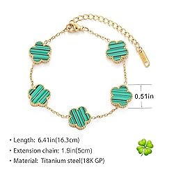 TICVSS Four Leaf Clover Bracelet for Women 18K Gold