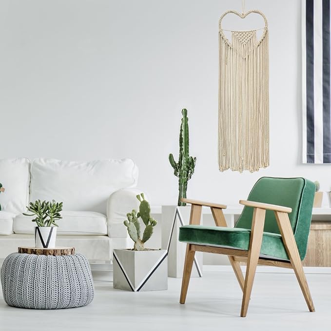 Hecha A Mano Decoracion De Hogar Pared Hanging Beige Algodon Hilo