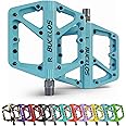 BUCKLOS Mountain Bike Pedals MTB Pedals Flat, Adult Bicycle Road Bike Large Platform Nylon Non-Slip Pedal for Gravel Bike/Hybrid Bike 9/16"