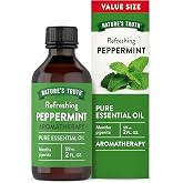 Nature's Truth Peppermint Essential Oil Pure | 2 fl oz | for Diffuser, Aromatherapy, and Massage | Value Size | Plant Based, Non-GMO &amp; Gluten Free