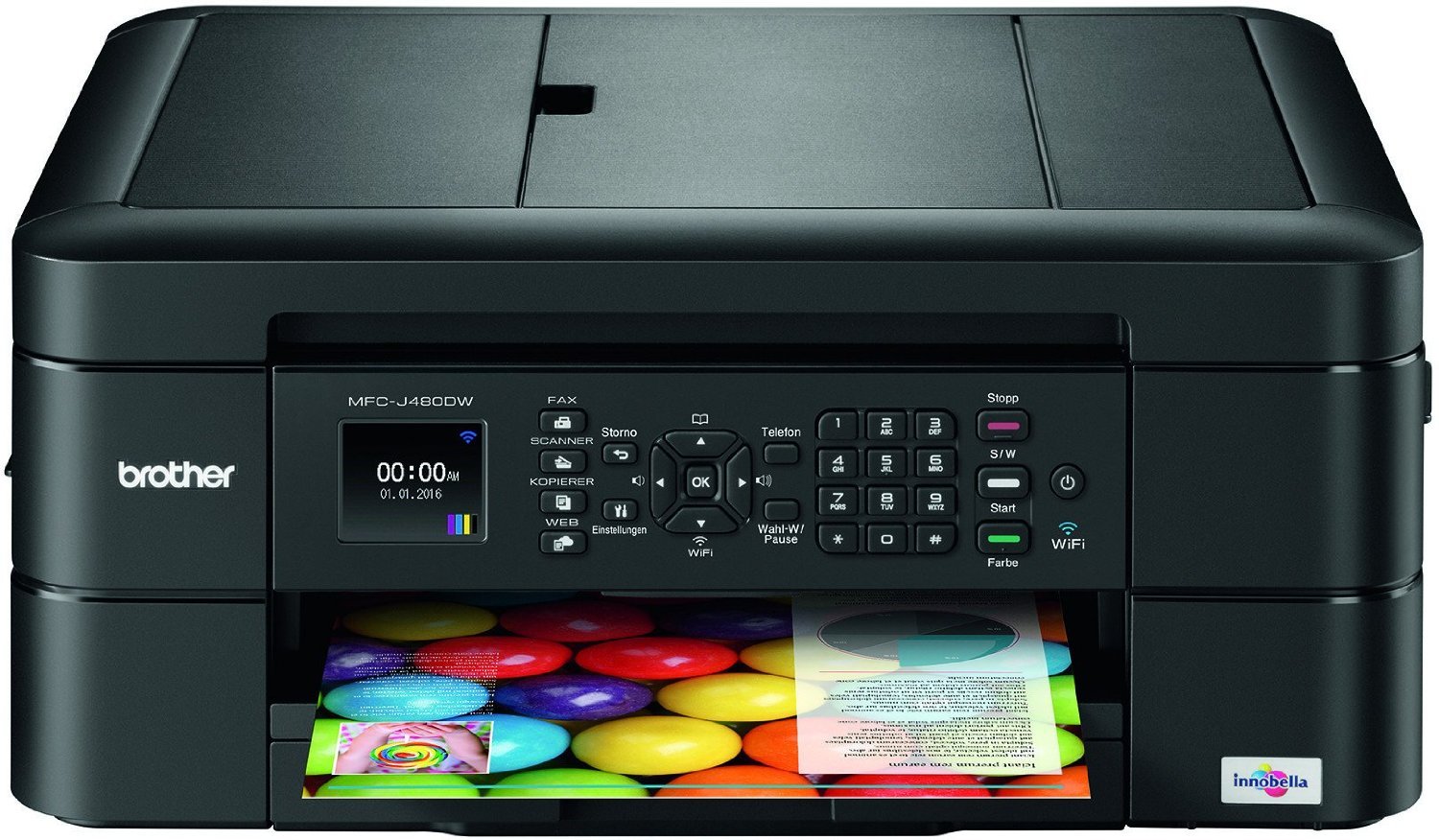 Brother MFC-J480DW - Impresora multifunción de tinta (WiFi, fax, impresión automática a doble cara, alimentador de documentos), color negro