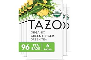 TAZO Organic Green Tea, Green Ginger, 96 Total Tea Bags (16ct - Pack of 6)