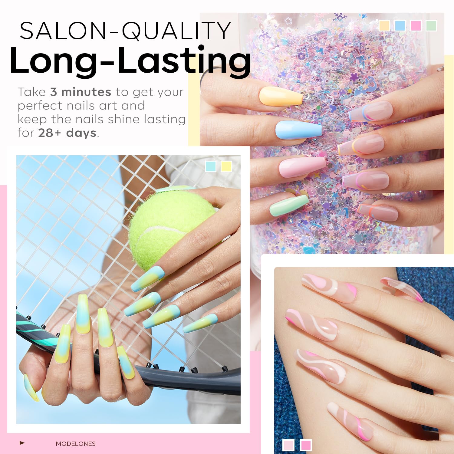 Modelones 24Pcs Gel Nail Polish Set, 20 Colors Spring Pastel Gel Polish Set Easter Macaron Colors with Glitter & Glossy & Matte Top + Base Coat Soak Off LED Nail Art Kit Salon at Home - Image 4