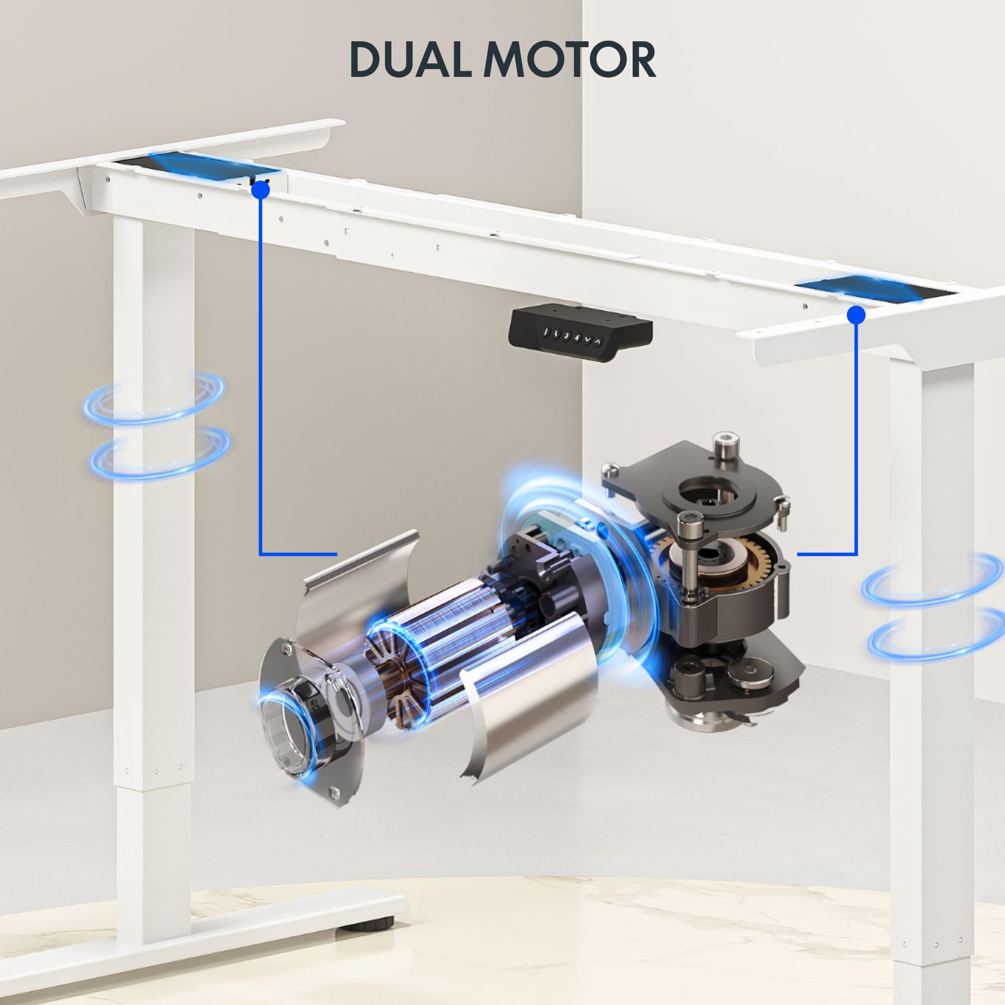FLEXISPOT 79 x 32 Inch Dual Motor Standing Desk, Computer Desk with Memory Controller, Home Office Desk with Splice Board (White Frame + 79