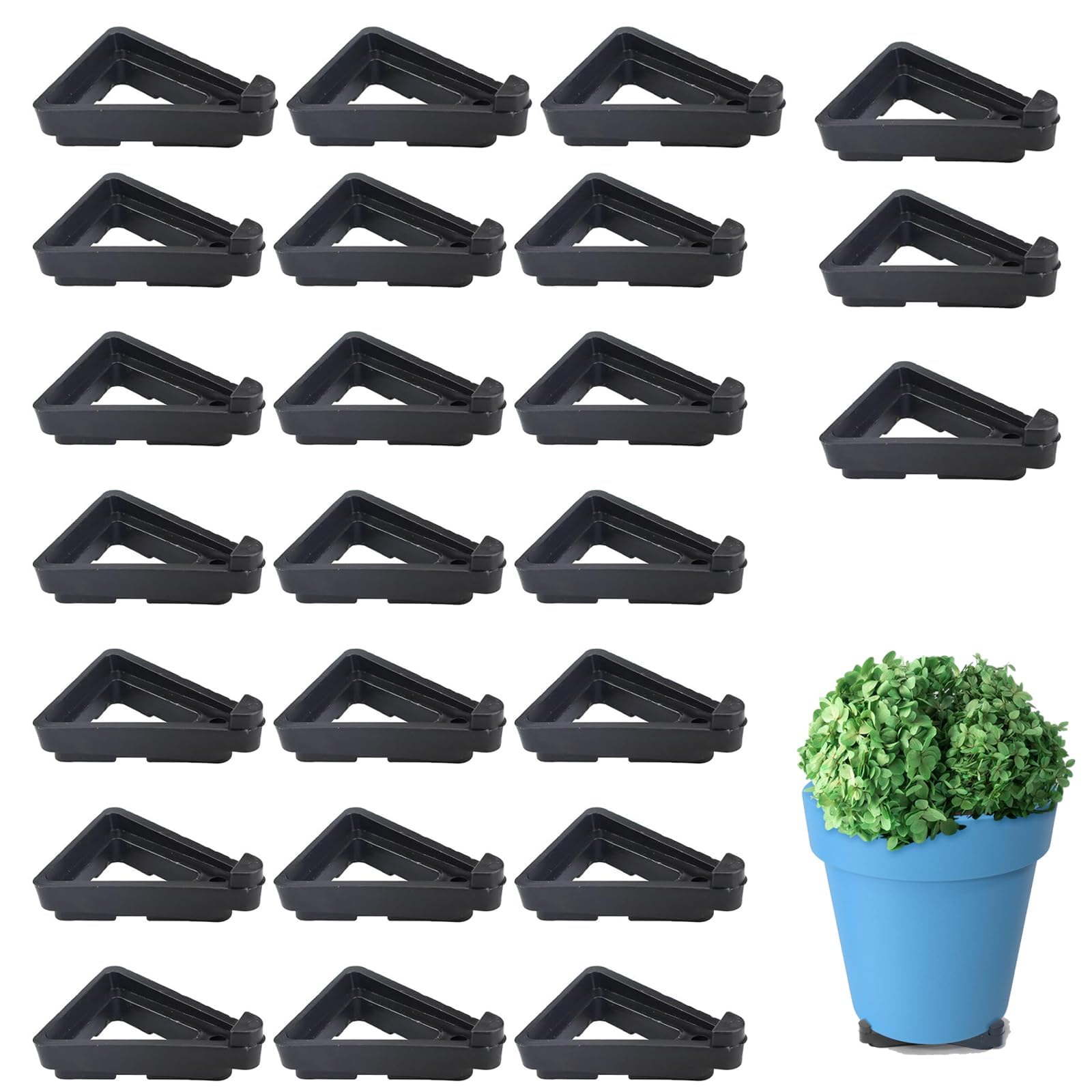 Mystiqut 24Pcs Triangle Toes Plant Pot Feet - Invisible Risers for Indoor & Outdoor Pots, Small to Large
