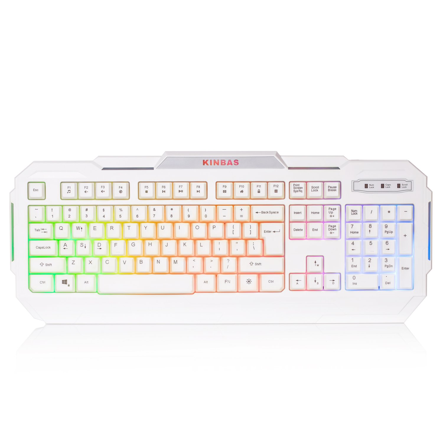 LumsBurry Rainbow LED Backlit USB Wired Office Gaming Keyboard (White) (White)