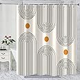 GKLEASG Boho Mid Century Shower Curtain, Minimalist Abstract Arch Simple Sun Modern Machine Washable Waterproof Fabric for Bathroom Decor Bathtub with 12 Hooks 72x72