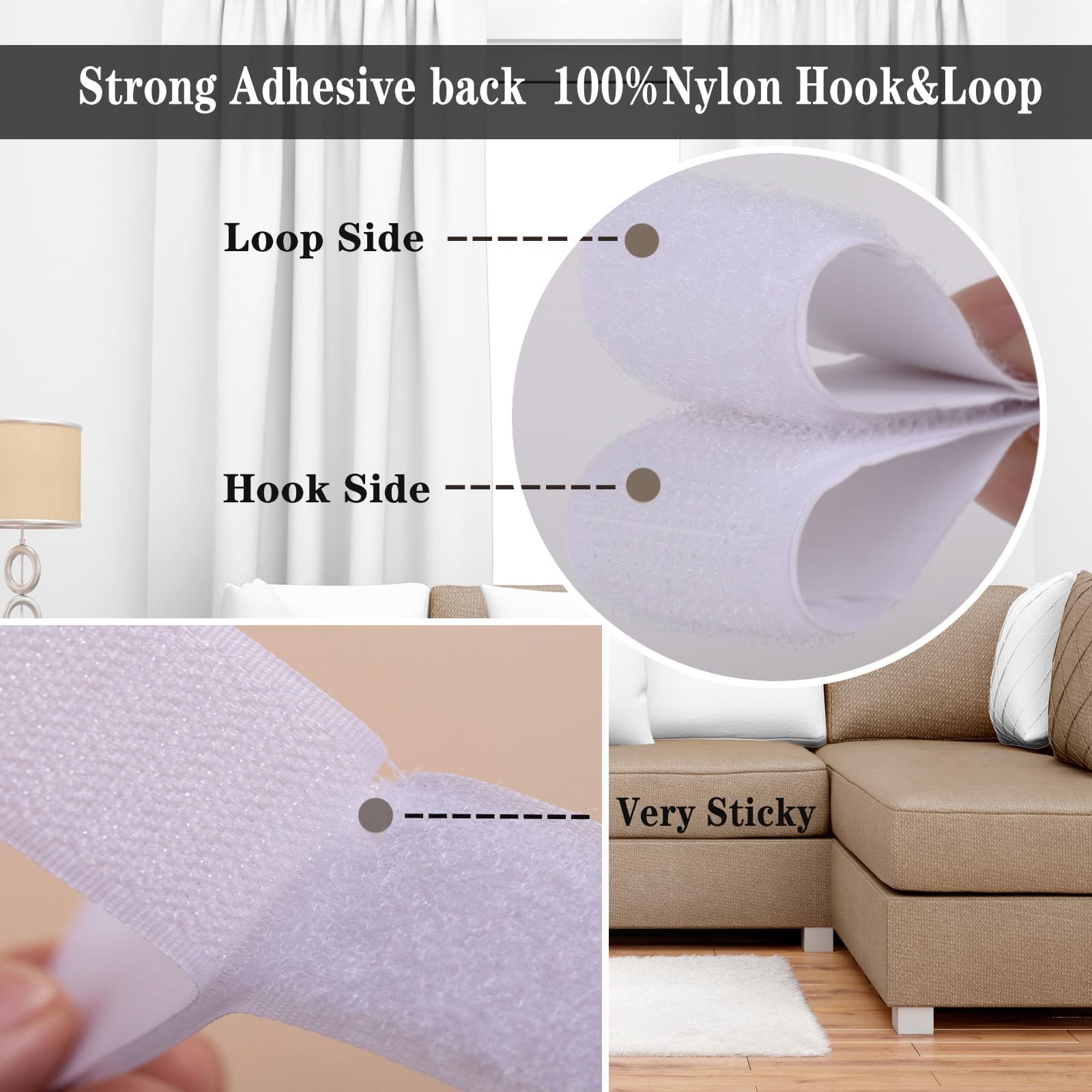 Navona 30Ft x 1 Inch Hook and Loop Strips with Adhesive – 2 Rolls Heavy Duty Hook and Loop Tape with Backing for Home, Office, School, and Crafting Projects, White