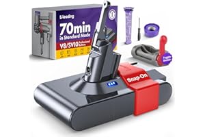 70-Min Exclusive Swappable V8 Battery, Compatible with Dyson V8 Animal/Absolute/Motorhead/Fluffy, Includes 2 Filters