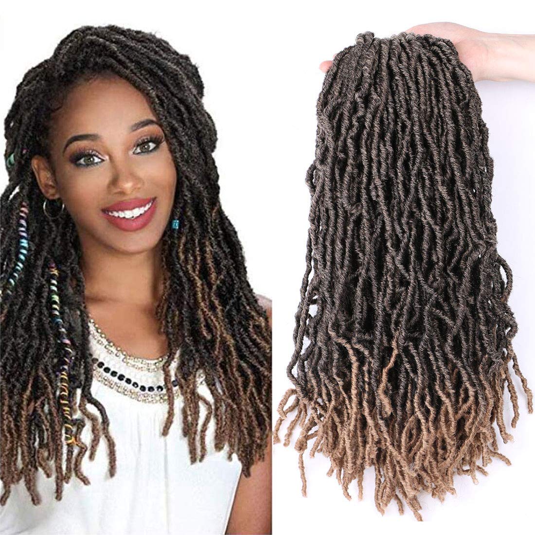 Amazon Com Faux Locs Crochet Braids 18 Inch 6 Packs Goddess Faux Locs Crochet Hair Synthetic Hair Extensions Wavy Soft Locs T27 Beauty