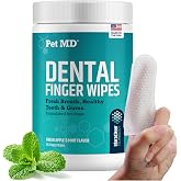 Pet MD Pet Dental Finger Wipes for Dogs - Fresh Apple &amp; Mint Flavor - 50ct | Pet Teeth Cleaning Finger Wipes for Healthier Gums and Fresher Breath - Plaque and Tartar Remover