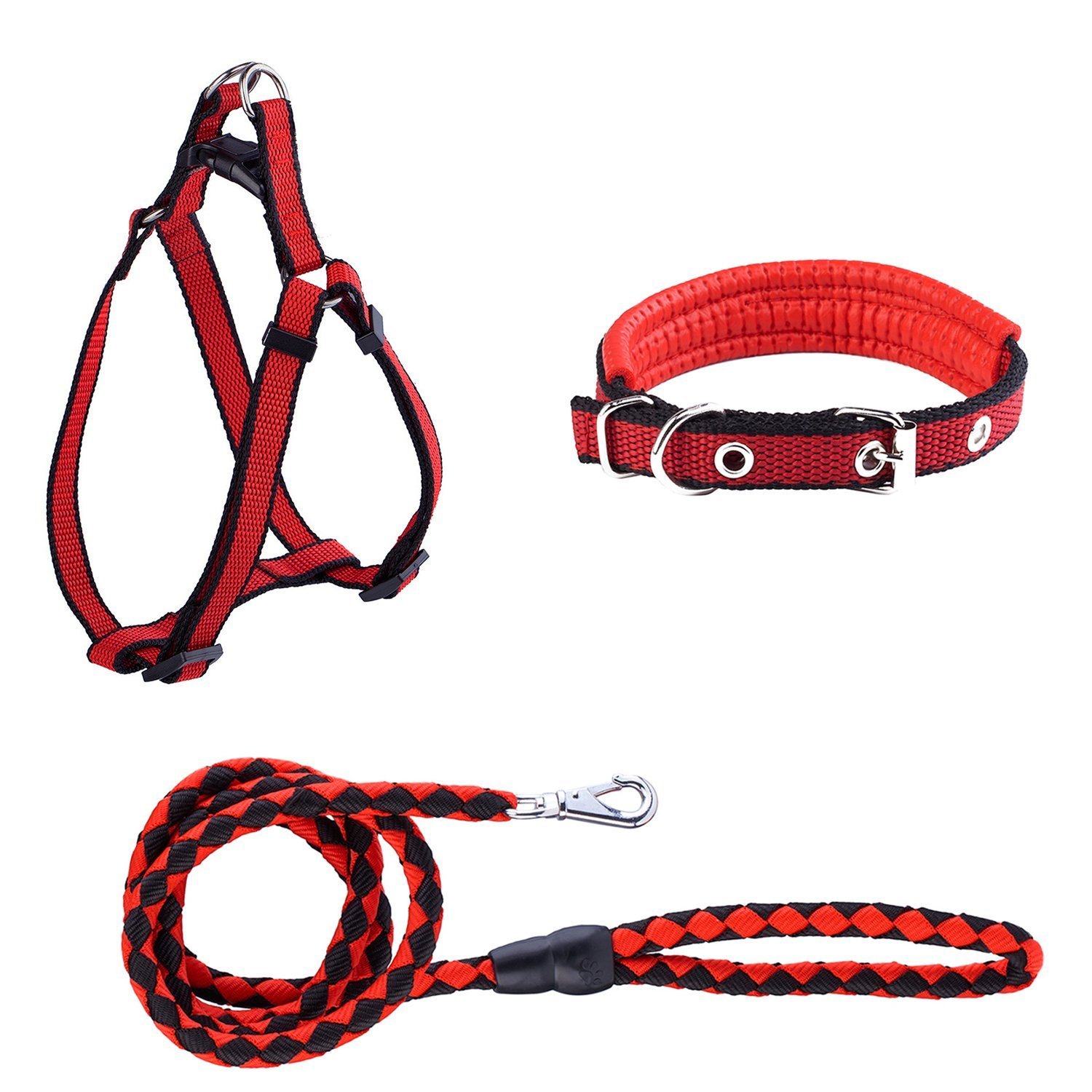 dog collar leash harness set
